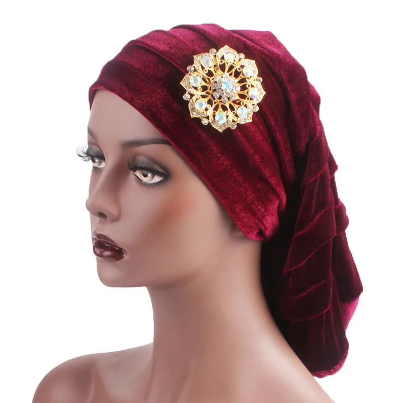 

Haimeikang 2019 Fashion Womens Luxury Velvet Muslim Islamic Turban Hijab Extra Long Bandanas Hair Loss Headwrap Scarf