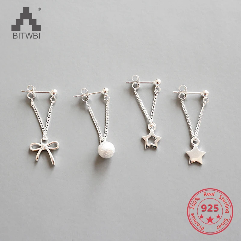 

100% S925 Sterling Silver Fashion Pearl Stud For Women Hot Selling Cube/Star/Bow Small Earring Set Mix