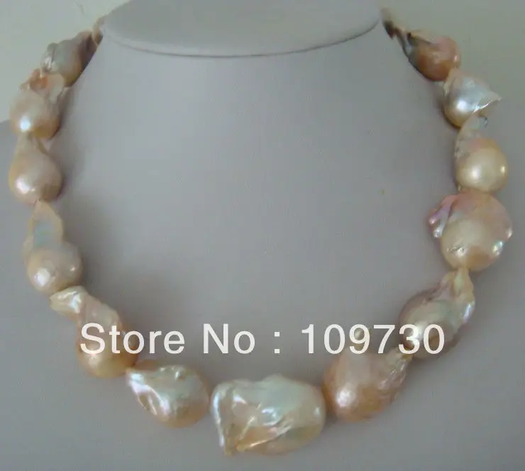 

Jewelry 001155 huge natural south sea light pink pearl necklace 18inch