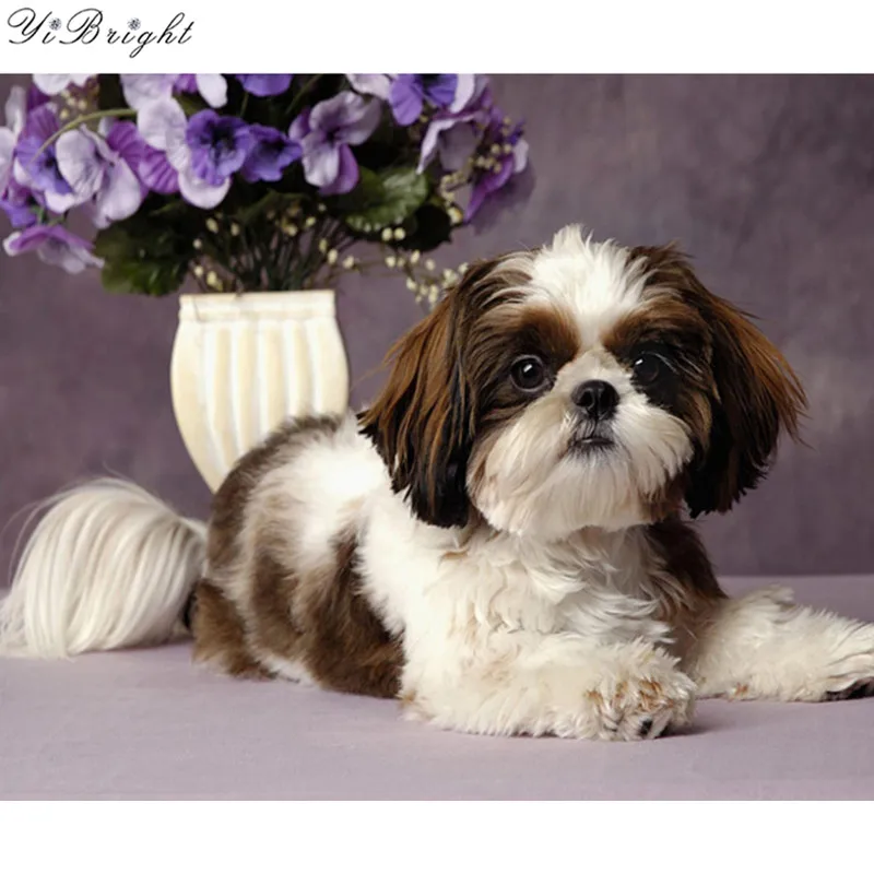 

Full Square Diamond Embroidery 5D DIY Diamond Painting Dog Animals & Flowers Diamond Painting Cross Stitch Rhinestone Home Decor