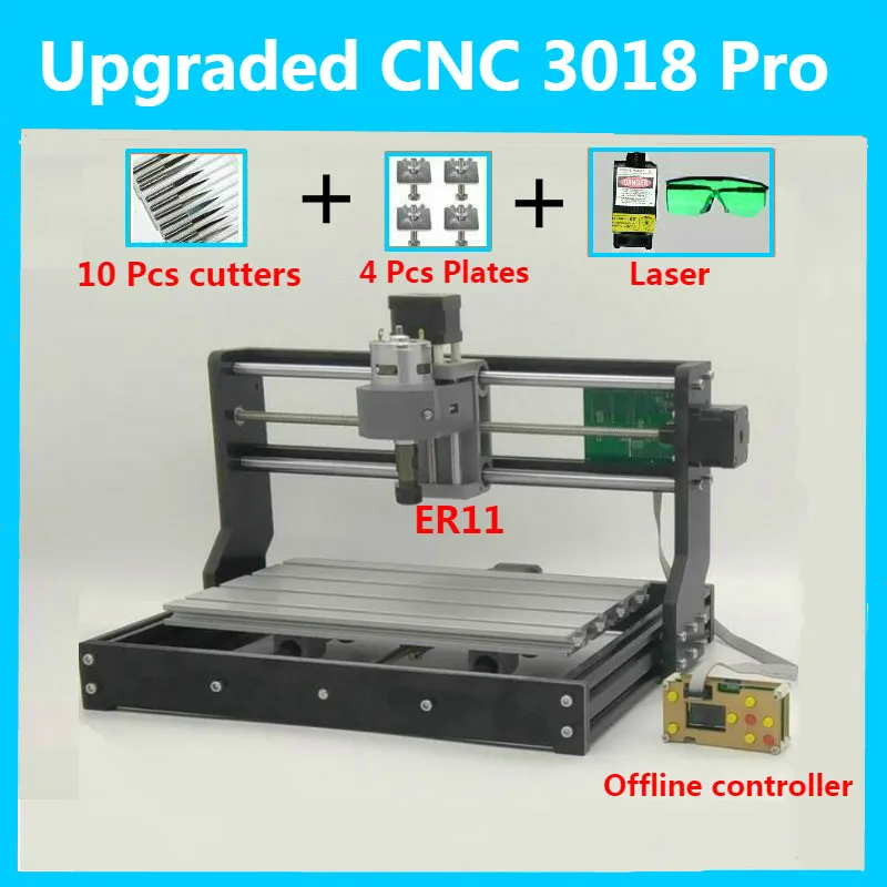 

CNC3018 withER11,diy mini cnc engraving machine,laser engraving,Pcb PVC wood router, Upgrade cnc 3018 pro Can work offline