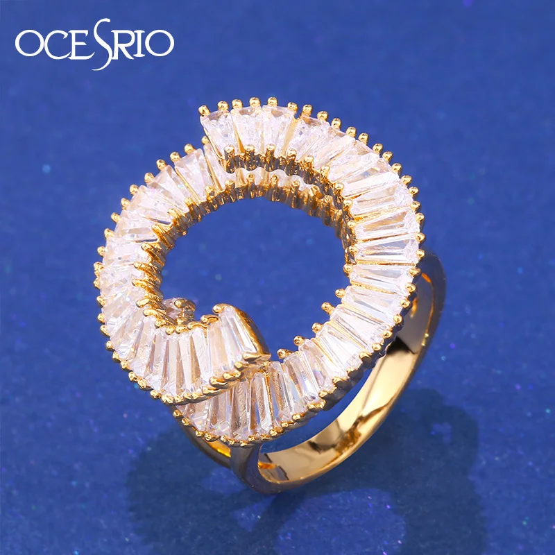 

OCESRIO New Big Pair Ring Female Gold Hollow Round Zirconia Adjustable Rings For Women Girl Bridal Ring Wedding Jewelry rig-e91