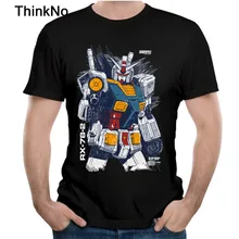 Мужская футболка Gundam из хлопка с коротким рукавом, Повседневная футболка с круглым вырезом, популярная футболка