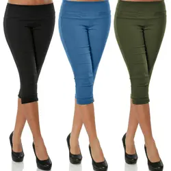 Большие размеры женские 3/4 длина узкие брюки для женщин повседневные укороченные эластичные леггинсы брюки капри для женщин эластичные