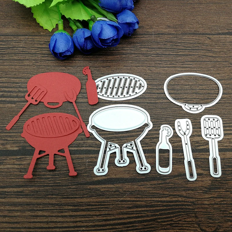 

6pcs/Set Weekend Grill Metal Cutting Dies Stencil for DIY Scrapbooking Photo Album Embossing Paper Cards Making Decorative Craft