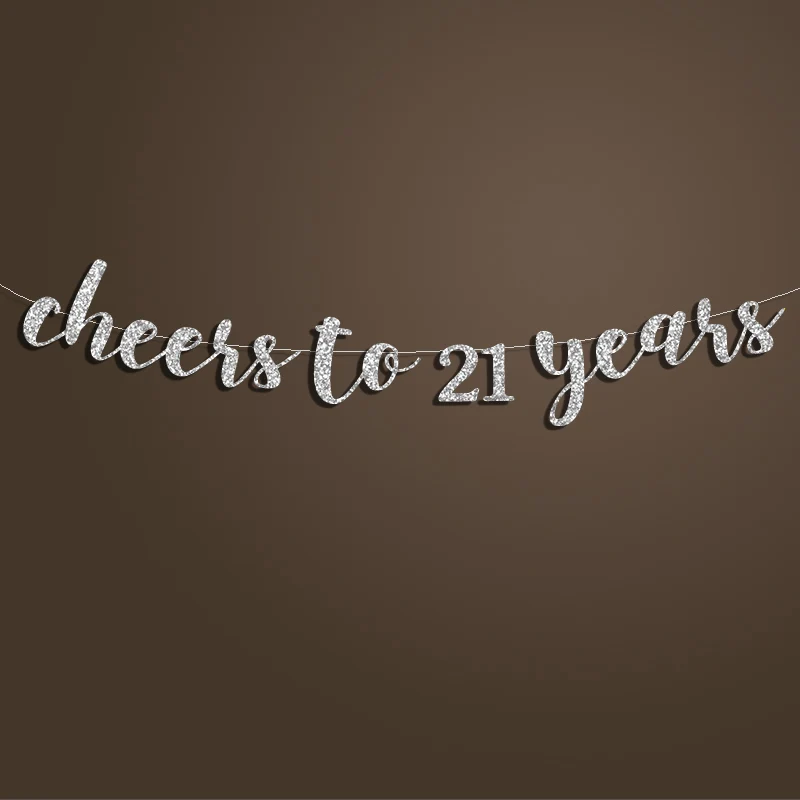 Баннер от Cheers до 21 года, с днем рождения знак фон, 21 день рождения украшения, золото/серебро блеск вечерние украшения поставки