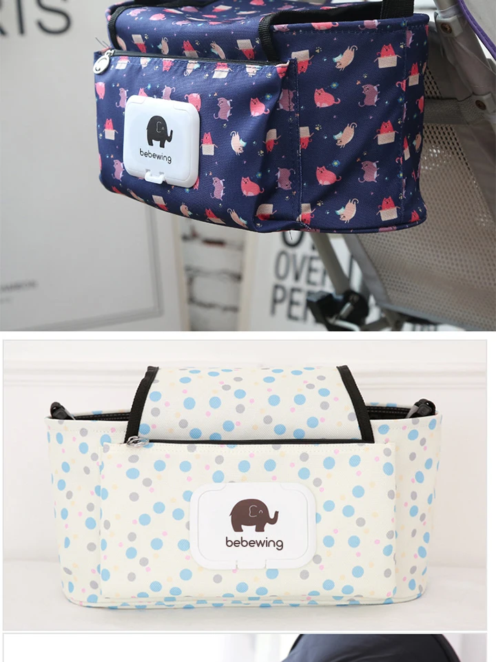 Hot Waterproof Large Capacity Baby Stroller Accessories Diaper Nappy Bag Cartoon Color Folding Elephant Stroller Organizer Bag baby stroller accessories diy	