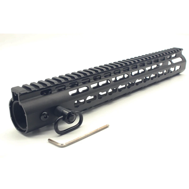

TriRock New Ultralight NSR 13.5 Inch Free Float Key Mod Handguard Rail Top+ QD Sling Swievl Steel Barrel Nut