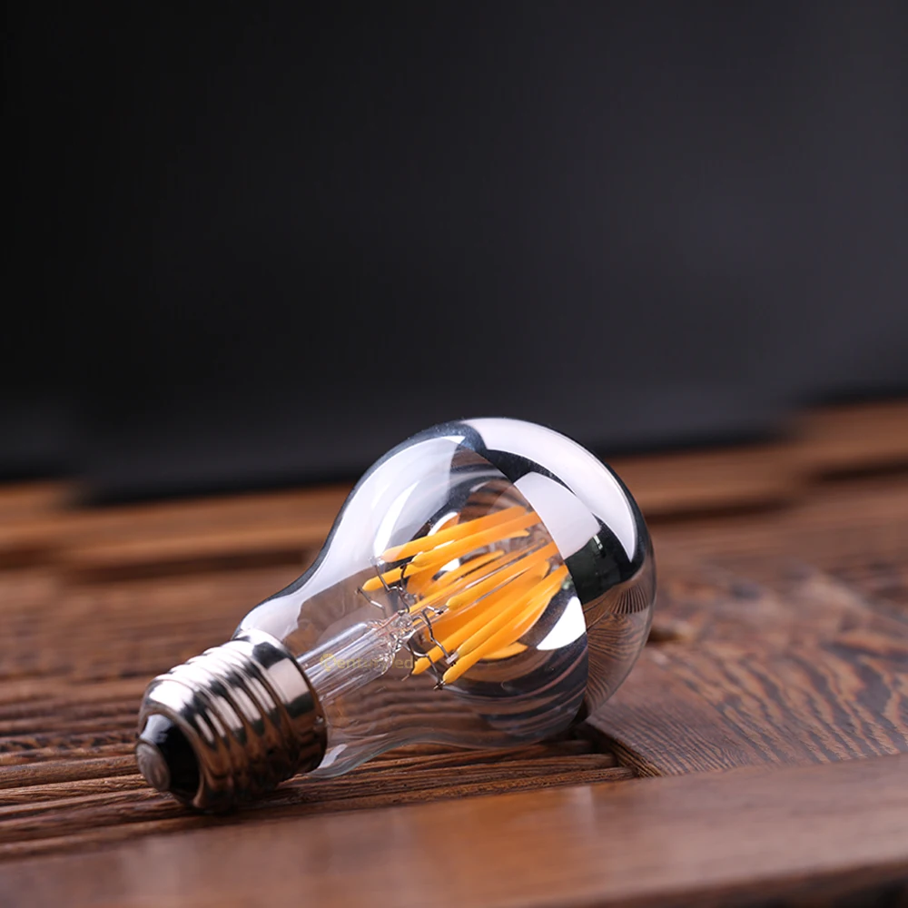 Эдисон A19 лампа Светодиодная в форме шара-глобуса 8 Вт 2700 к Корона серебристого цвета с регулируемой яркостью светодиодный светильник накаливания E27 Светодиодный светильник декоративная зеркальная лампа лампада