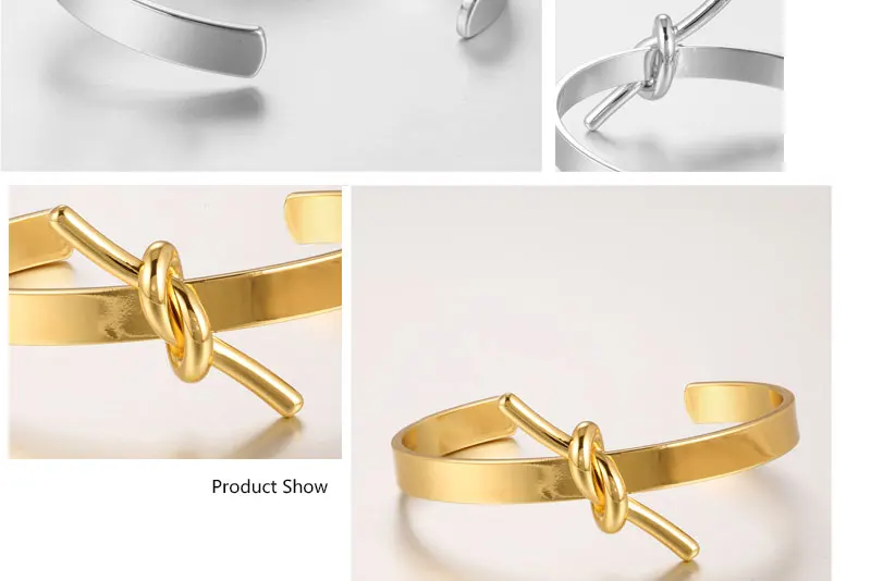 CWEEL Knot Love Bracelet Simple Open Cuff Bracelets&Bangles For Womens Girls Charms Antique Silver Color Vintage Twisted Bangle (3)