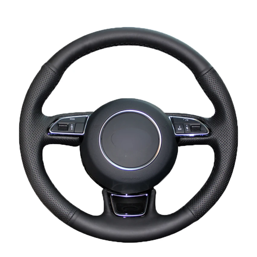 

Black PU Faux Leather DIY Hand-stitched Car Steering Wheel Cover for Audi A3 A4 A5 A6 A7 Allroad RS 7 2014-2015 S6 S7 2013