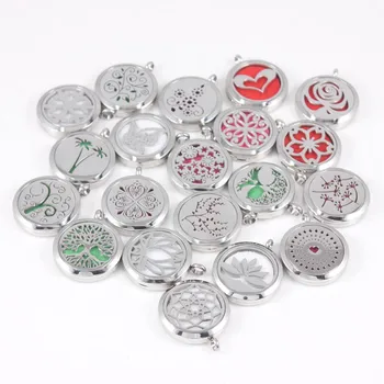 

10pc Wholesale 30mm Silver Tree of Life Magnet Diffuser 316 Stainless Steel Aroma Locket Essential Oil Diffuser Lockets Necklace