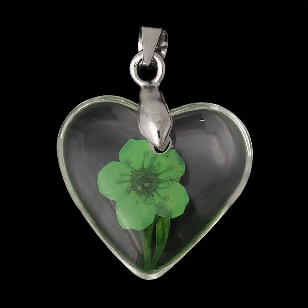 

DoreenBeads Resin Charm Pendants Heart Transparent Flower Pattern 27.0mm(1 1/8") x 19.0mm( 6/8"), 1 Pc 2016 new