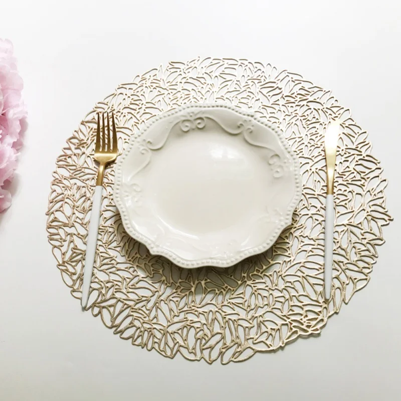 

Kitchen Table Mat Placemat Christmas Simulation Plant Palm Gold Leaf Table Mat Decorative Table Pad Coasters Home pad