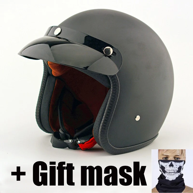 Motorcycle Open Face Helmets Scooter Helmet Adults 3/4 Moto Retro Jet