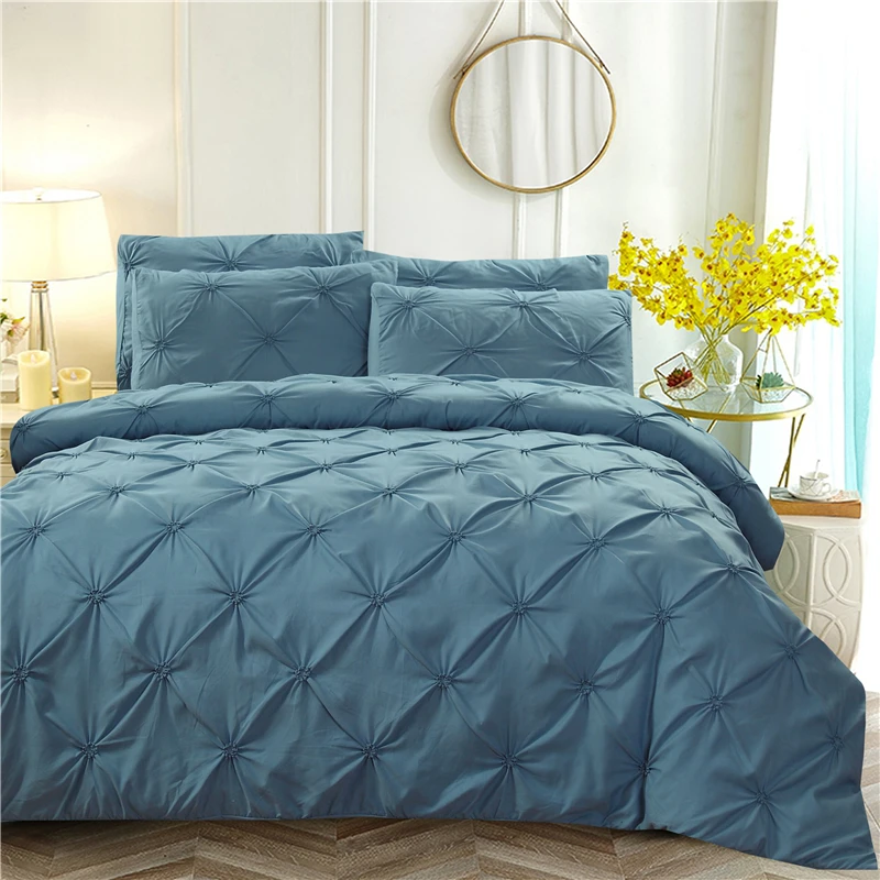 Luxury Duvet Cover Solid Blue 3d Bedding Set Queen King Twin Size