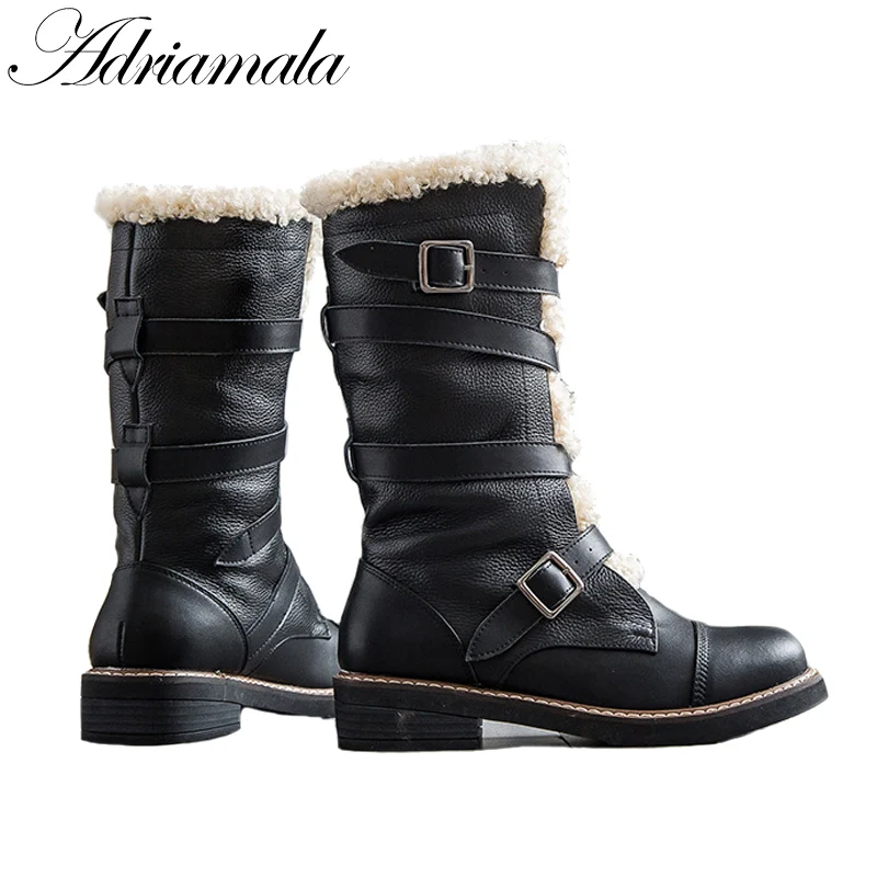 Для женщин зимние ботинки 2017 женская обувь натуральная кожа круглый носок