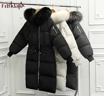 

Fdfklak Thick warm winter jacket women hooded fur collar coat female parka outerwear jacket cotton down jackets jaqueta feminina