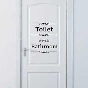 Free shipping Vintage Wall Sticker Bathroom Decor Toilet Door Vinyl Decal Transfer Vintage Decoration Quote Wall