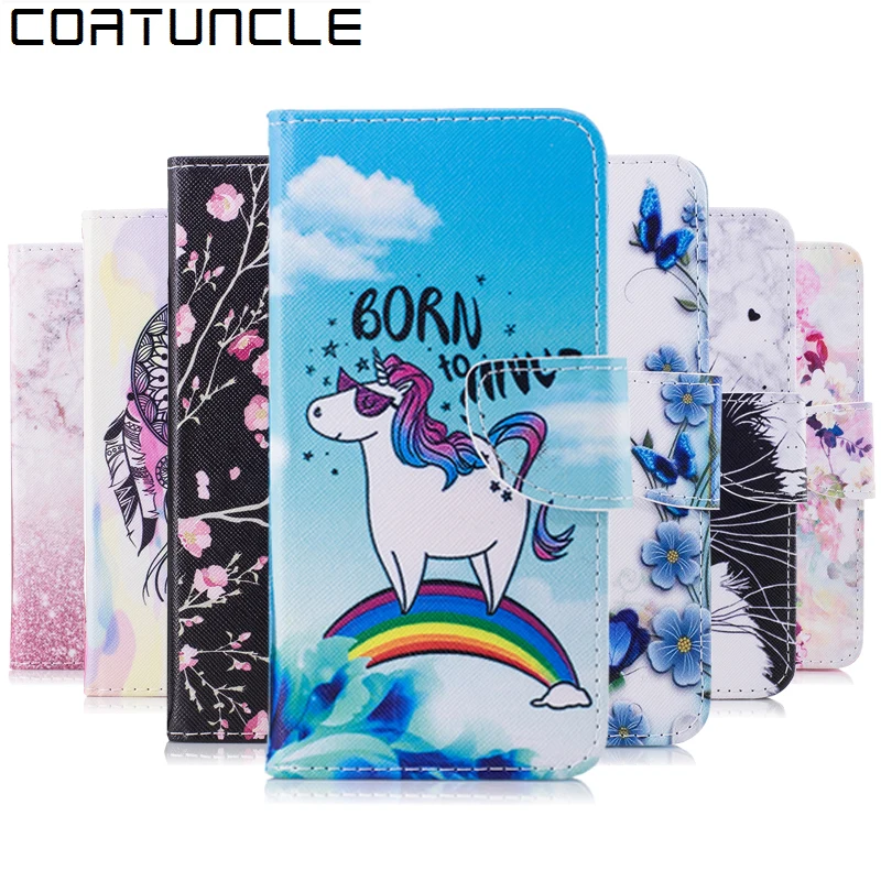

COATUNCLE Flip Leather Case sFor Funda Sony Xperia E5 case For Coque Sony E5 F3311 F3313 Wallet Cover Stand Phone Case Cat horse