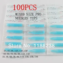 100 шт синие смешанные размеры сортированы одноразовые стерильные иглы Советы стерильные колпачки для татуажа Высококачественные наклейки на конце