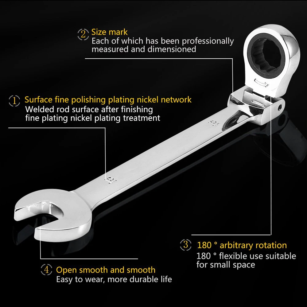 Набор ключей, гаечный ключ 6-24 мм, гаечные ключи, ручные инструменты, хромированный гаечный ключ с гибкой головкой для ремонта автомобиля, гаечный ключ с трещоткой