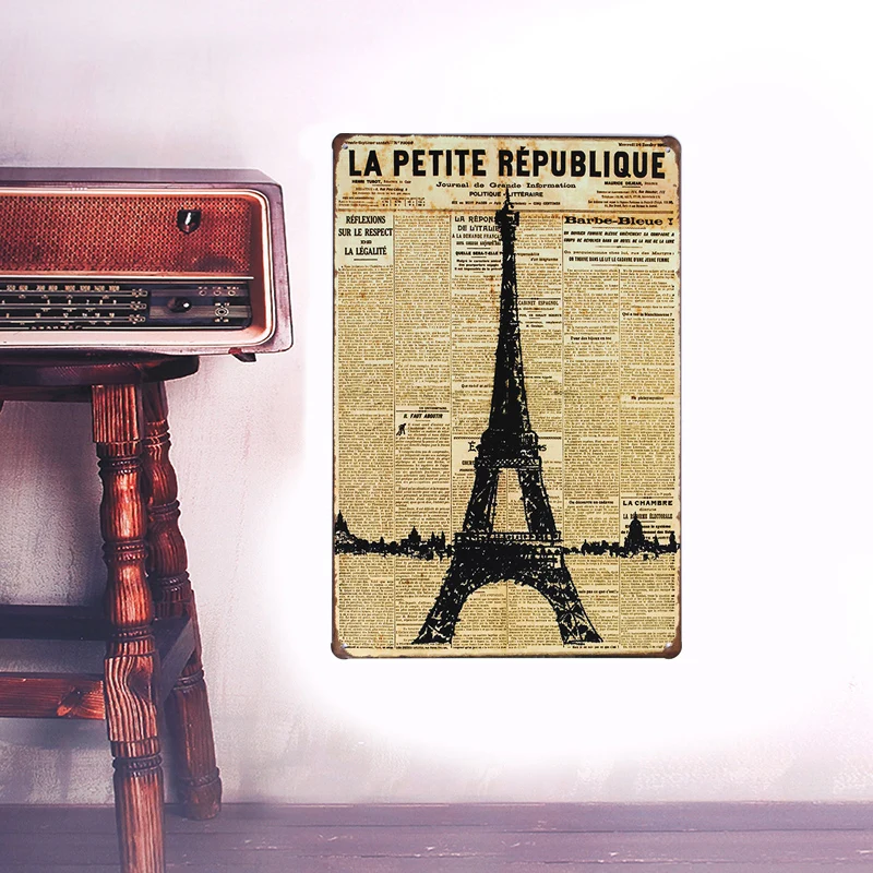 European Retro style newspaper sign board Wall stickers metal iron