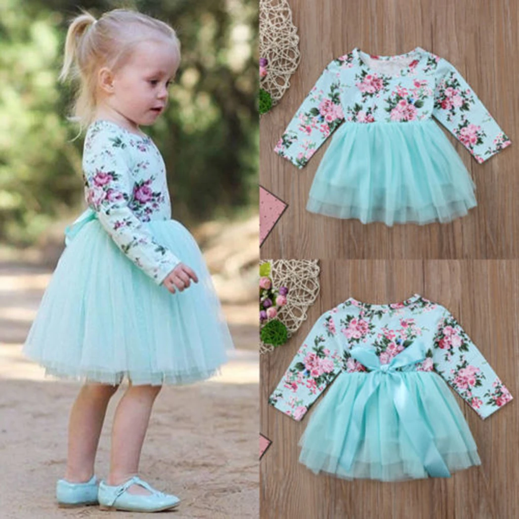 2018 New Baby Girls Dress Sequins Flower Toddler Girls Tulle Tutu