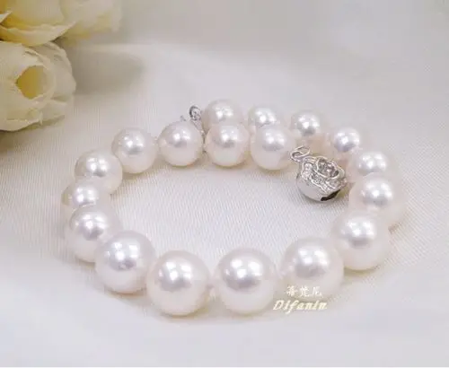 

FREE SHIPPING HOT sell new Style >>>> 10-11mm 7.5inch AAA Akoya White Pearl Bangle Bracelet 925 Silver