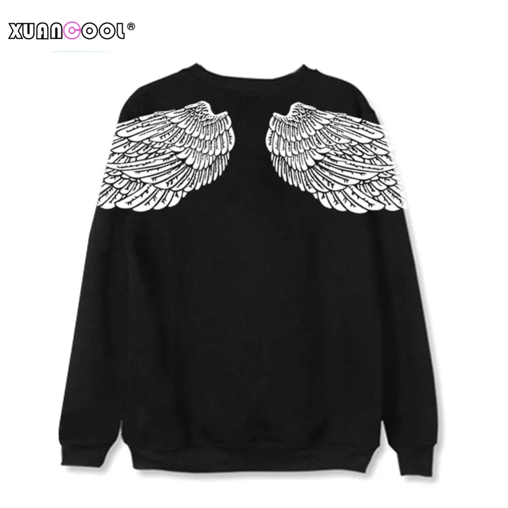 

XUANCOOL 2019 Unisex Black Sweatshirts Lovers Couple Streetwear Shirts Long Sleeve Tracksuits Clothes Angel Wings Tops S-XXL