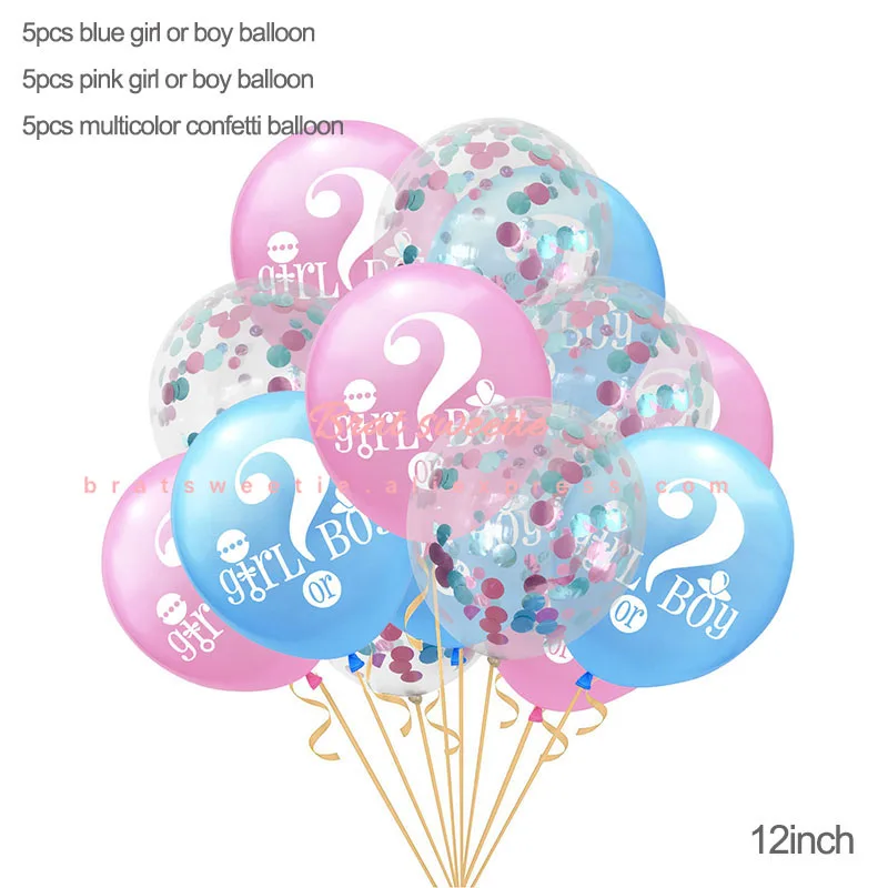 Пол раскрывает воздушный шар девочка или Мальчик Письмо фольгированные шары ребенок душ 1 первый день рождения украшения Детские принадлежности - Цвет: 15pc GOB balloon set