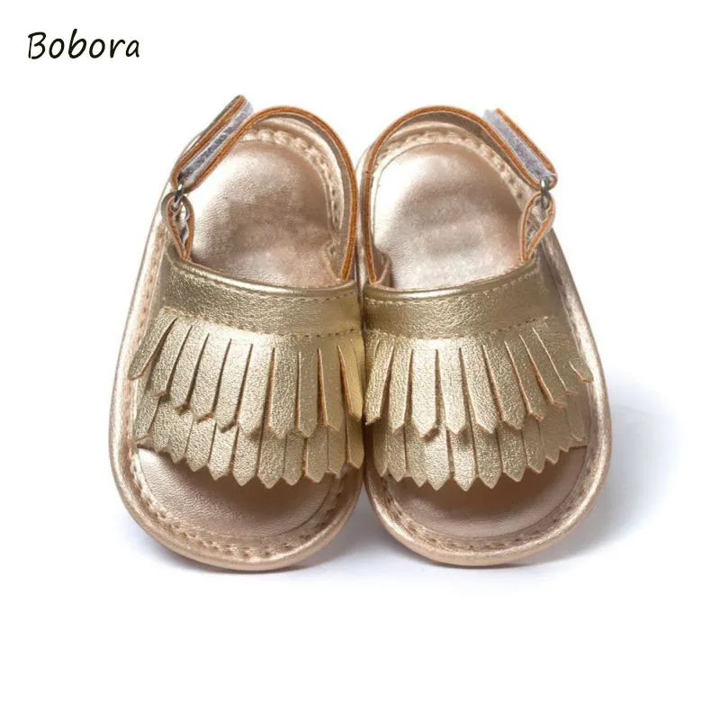 Infant Baby Girl Tassel Summer Shoes Leather Soft Bottom Crib Anti-slip Shoe First Walkers LH7s