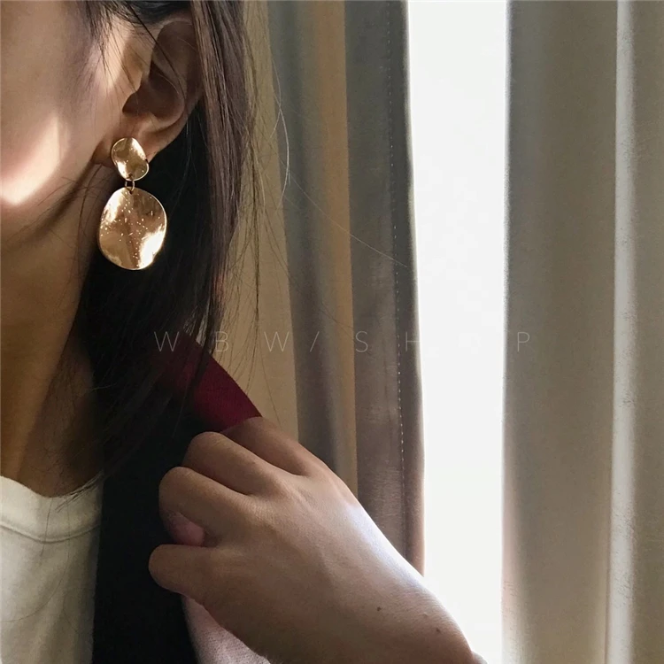 

Timeless Wonder Glam geo circle hammered Stud Earrings Party Korean Top Rock Neat Sale stunning unique hiphop trendy pop 5562