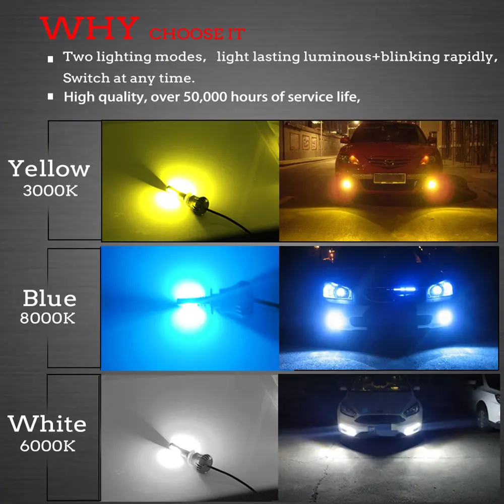 H3 светодиодный автомобильный противотуманный светильник s 12V~ 24V дневные ходовые огни DRL авто светодиодный светильник 6000K белый/желтый двухцветная мигающая противотуманная фара
