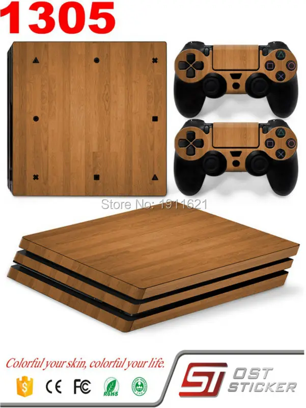 

OSTSTICKER Wood Vinyl Decal for PS4 Pro Skin Stickers for Sony PlayStation 4 Pro Console and 2 Controllers Decorative Skins