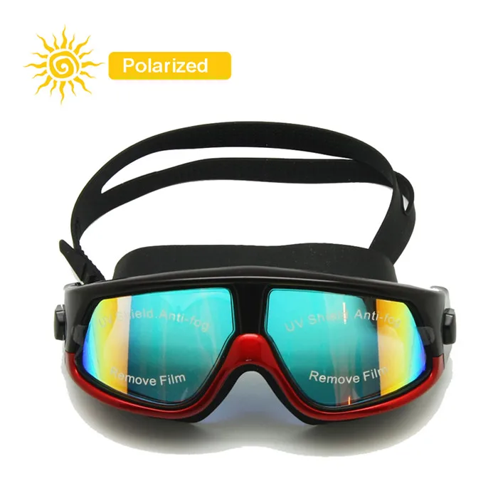 Поляризационные очки для плавания, маска для подводного плавания, ушные затычки для широкого видения, жесткий футляр, водонепроницаемые, противотуманные, анти-УФ, силиконовые очки для серфинга, дайвинга