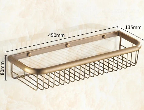Античная латунная полка для ванной одинарные полки настенные аксессуары для ванной комнаты корзина 45 см длиной 7012A2