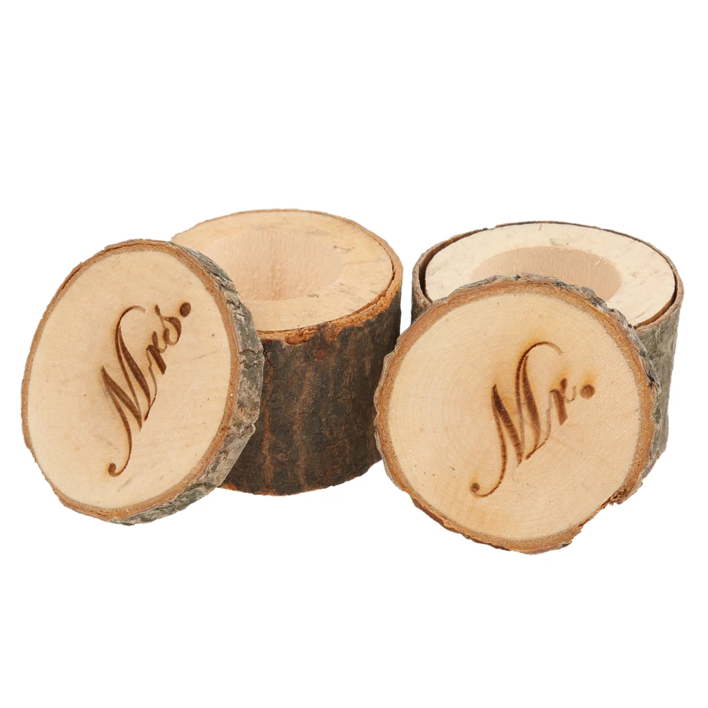 Set of 2pcs Mr & Mrs Shabby Chic Rustic Wedding Ring Pillow Bearer Box Wooden Garden Pots Flower Planters Garden Pots