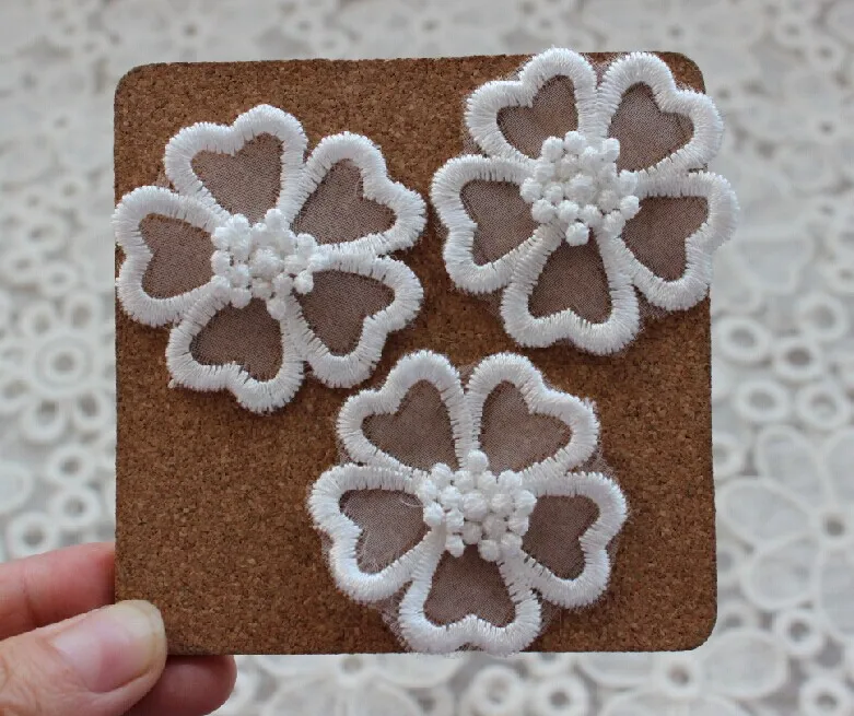 White Flower Vintage Sewing Lace fabric Trim Sew On appliques patches (10 Pieces/Lot) | Дом и сад