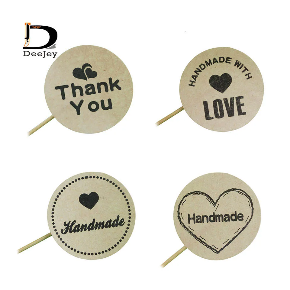 

Kraft paper sealing stickers decorative diy handmade with love thank you stickers 1.5inch 38mm round 4 styles choice 600pcs lot