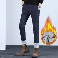 Новая мода Для Мужчин's Повседневное брюки зима прямые Для мужчин флис Утепленная одежда штаны в клетку Бизнес тонкий Для мужчин s бархатные