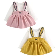 Платье для девочек; блузка для маленьких девочек с заячьими ушками; детское платье для девочек; детская одежда с длинными рукавами; платье принцессы для новорожденных; Одежда для девочек