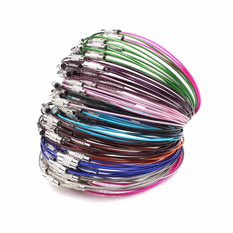

Lucky Eye 10pcs/lot Fashion Stainless Steel DIY Wire Choker Bracelet Candy Color Jewelry UF8120