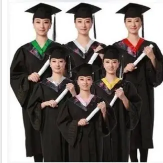 

Adult Performance Academic Dress Gown Women University Graduation Clothing Robe +Hat Master's Degree Gown Bachelor Costume 89
