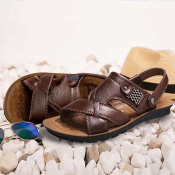 Men Leather Sandals Summer Classic Men Shoes Slippers Soft Sandals Men Roman Comfortable Outdoor Walking Footwear 4