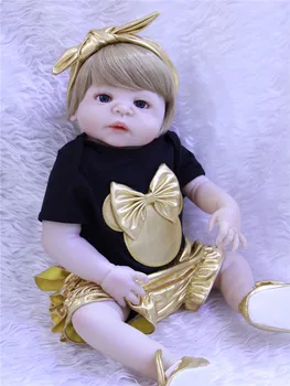 

NPK Bebes reborn menina 22inch Blonde hair full silicone reborn baby dolls toys for children gift can enter water oyuncak bebek