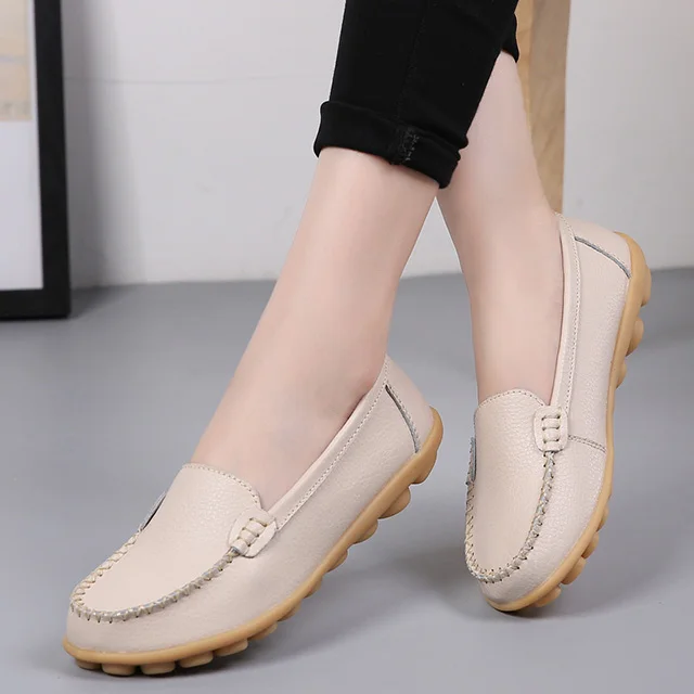 Plus Size Women Shoes Genuine Leather Sneakers Casual Women Loafers