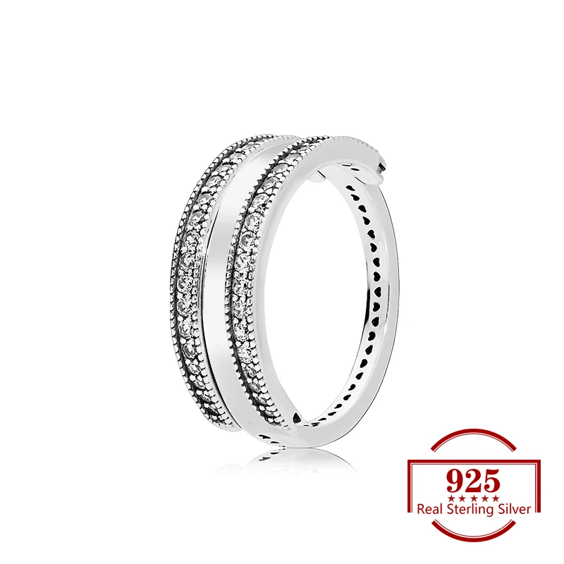 

925 Sterling Silver Heart-shaped Hollow Zircon Creative Ring Fits Trendy Jewelry Original Ring Women Jewelry Wedding Party Lover
