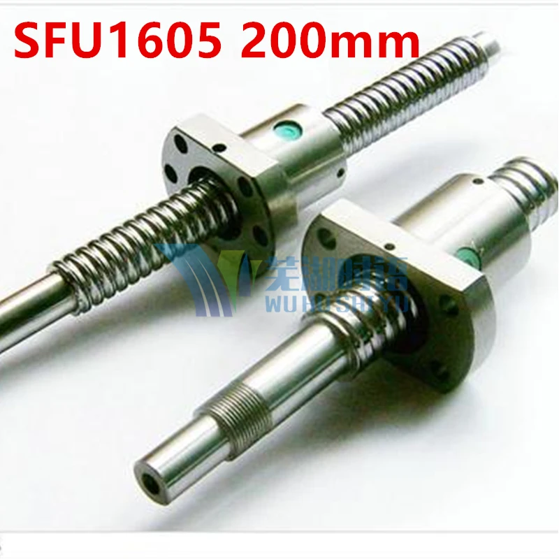 

Free Shipping 16mm 1605 Ball Screw Rolled ballscrew 1pc SFU1605 200mm with 1pc 1605 Flange single ballnut for CNC parts