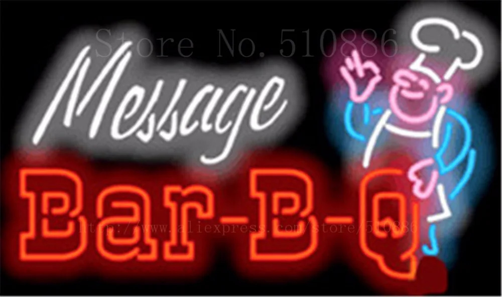 BBQ w/custom name Barbeque Glass Tube neon sign Businese Handcrafted